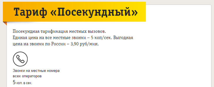 Билайн тариф «Посекундный»